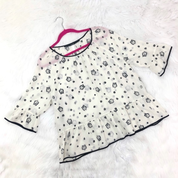Kensie Tops - Kensie Owl Print Blouse {B}
